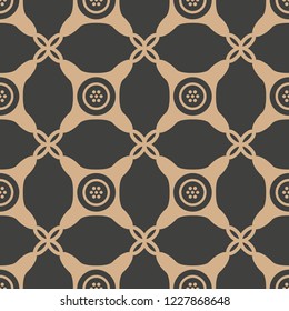 Vector damask seamless retro pattern background round curve cross frame chain. Elegant luxury brown tone design for wallpapers, backdrops and page fill.