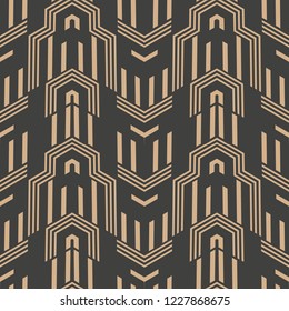 Vector damask seamless retro pattern background polygon geometry cross wave frame line. Elegant luxury brown tone design for wallpapers, backdrops and page fill.