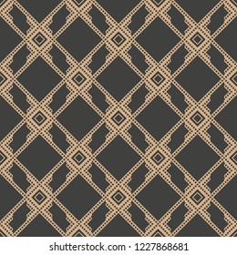 Vector damask seamless retro pattern background aboriginal geometry square check cross frame chain. Elegant luxury brown tone design for wallpapers, backdrops and page fill.