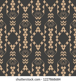 Vector damask seamless retro pattern background check geometry triangle cross frame aboriginal line. Elegant luxury brown tone design for wallpapers, backdrops and page fill.