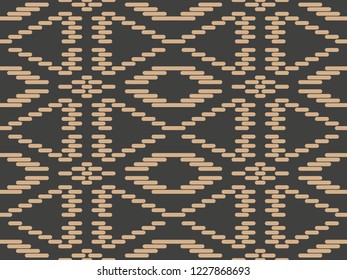 Vector damask seamless retro pattern background check stitch geometry triangle cross frame line. Elegant luxury brown tone design for wallpapers, backdrops and page fill.