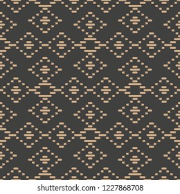 Vector damask seamless retro pattern background check geometry cross stitch frame line. Elegant luxury brown tone design for wallpapers, backdrops and page fill.