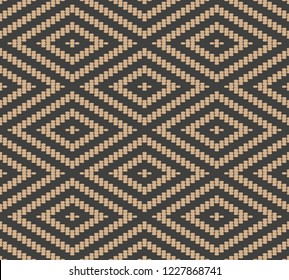 Vector damask seamless retro pattern background mosaic check geometry rhomb cross frame line. Elegant luxury brown tone design for wallpapers, backdrops and page fill.