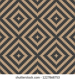 Vector damask seamless retro pattern background mosaic check geometry rhomb cross frame line. Elegant luxury brown tone design for wallpapers, backdrops and page fill.