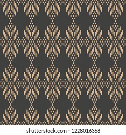 Vector damask seamless retro pattern background aboriginal geometry check stitch cross frame line. Elegant luxury brown tone design for wallpapers, backdrops and page fill.