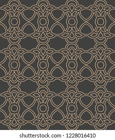 Vector damask seamless retro pattern background curve cross oriental frame chain crest. Elegant luxury brown tone design for wallpapers, backdrops and page fill.