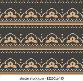 Vector damask seamless retro pattern background curve cross geometry frame line. Elegant luxury brown tone design for wallpapers, backdrops and page fill.