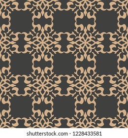 Vector damask seamless retro pattern background spiral curve cross royal frame chain crest. Elegant luxury brown tone design for wallpapers, backdrops and page fill.
