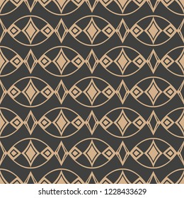 Vector damask seamless retro pattern background oval curve cross geometry diamond check frame line. Elegant luxury brown tone design for wallpapers, backdrops and page fill.