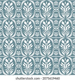 Vector damask seamless retro pattern. Vintage seamless pattern on Green background.