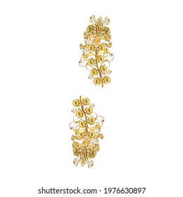 Vector damask sketch pattern background. Pictures in white, yellow, brown colors. Sketch texture for wallpapers, textile, wrapping. Classical luxury old fashioned damask ornament, royal victorian.