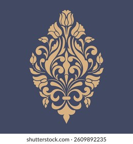 Vector damask stencil element. Floral baroque ornament pattern design. Vintage victorian arabesque motif.
