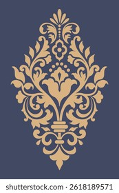 Vector damask stencil element. Floral baroque ornament pattern design. Vintage victorian arabesque motif.