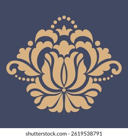 Vector damask stencil element. Floral baroque ornament pattern design. Vintage victorian arabesque motif.