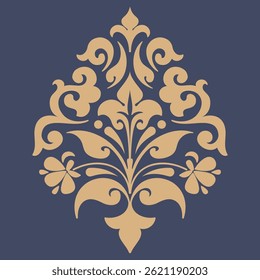 Vector damask stencil element. Floral baroque ornament pattern design. Vintage victorian arabesque motif.