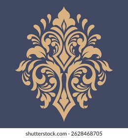 Vector damask stencil element. Floral baroque ornament pattern design. Vintage victorian arabesque motif.