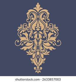 Vector damask stencil element. Floral baroque ornament pattern design. Vintage victorian arabesque motif.
