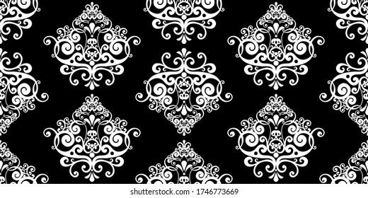 Vector damasco vintage adorno barroco. Patrón retro estilo antiguo acanthus. Patrón transparente