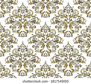 Vector damask vintage baroque ornament. Retro pattern antique style acanthus. Seamless pattern