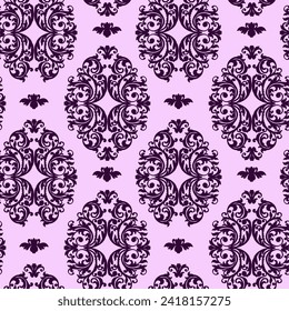 Vector damask vintage baroque ornament. Retro pattern antique style. Seamless luxury burgundy geometry pattern. Royal wallpaper. Gothic background. Vector ornament