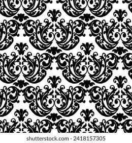 Vector damask vintage baroque ornament. Retro pattern antique style Seamless floral pattern. Royal wallpaper. Gothic background. Vector black and white ornament.