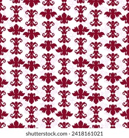 Vector damask vintage baroque ornament. Retro pattern antique style. Seamless luxury burgundy geometry pattern. Royal wallpaper. Gothic background. Vector ornament