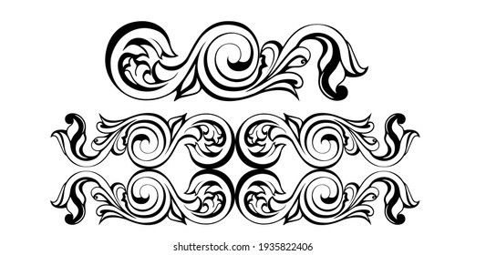 Vektor Damast Vintage Barock Scroll Ornament wirl. Victorian monogram heraldic Schild swirl.Retro Blumenblatt Muster Rand Blätter antiken Akanthus-Kalligrafie graviert Tattoo. Tile Decor Element