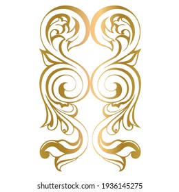Vector damask vintage baroque scroll ornament swirl. Victorian monogram heraldic shield swirl.Retro floral leaf pattern border foliage antique  acanthus calligraphy engraved tattoo. Tile decor element