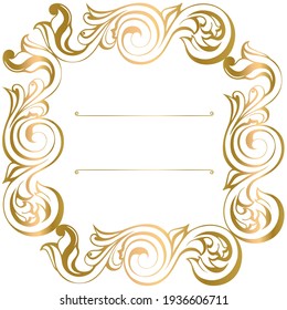 Vector damask vintage baroque scroll ornament swirl. Victorian monogram heraldic shield swirl.Retro floral leaf pattern border foliage antique  acanthus calligraphy engraved tattoo. Tile decor element