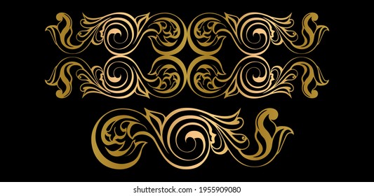 Vector damask vintage baroque scroll ornament swirl. Victorian monogram heraldic shield swirl.Retro floral leaf pattern border foliage antique  acanthus calligraphy engraved tattoo. Tile decor element