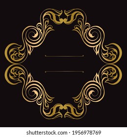 Vector damask vintage baroque scroll ornament swirl. Victorian monogram heraldic shield swirl.Retro floral leaf pattern border foliage antique  acanthus calligraphy engraved tattoo. Tile decor element