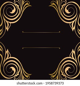 Vector damask vintage baroque scroll ornament swirl. Victorian monogram heraldic shield swirl.Retro floral leaf pattern border foliage antique  acanthus calligraphy engraved tattoo. Tile decor element