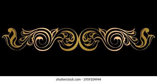 Vector damask vintage baroque scroll ornament swirl. Victorian monogram heraldic shield swirl.Retro floral leaf pattern border foliage antique  acanthus calligraphy engraved tattoo. Tile decor element