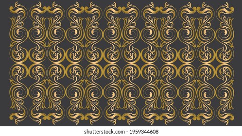 Vector damask vintage baroque scroll ornament swirl. Victorian monogram heraldic shield swirl.Retro floral leaf pattern border foliage antique  acanthus calligraphy engraved tattoo. Tile decor element