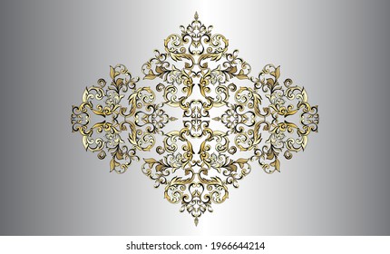 Vector damask vintage baroque scroll ornament swirl. Victorian monogram heraldic shield swirl.Retro floral leaf pattern border foliage antique  acanthus calligraphy engraved tattoo. Tile decor element