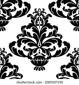 Vector damask vintage baroque scroll seamless ornament swirl. Victorian monogram heraldic shield swirl.Retro floral leaf pattern border foliage antique  acanthus calligraphy engraved tattoo. Tile 