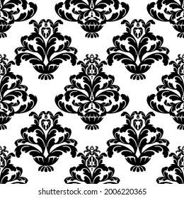 Barco vectorial damasco vintage baroque desplazamiento sin costura ornamento giratorio. Giro de escudo heráldico monograma victoriano.Patrón retro de hoja floral borde follaje antiguo acanthus calligrafía grabado tatuaje. Tile