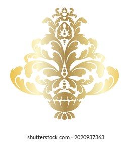 Remolque barroco vintage de pergamino adamascado vector. Giro de escudo heráldico monograma victoriano.Patrón retro de hoja floral borde follaje antiguo acanthus calligrafía grabado tatuaje. Elemento decorativo de mosaico
