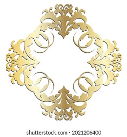 Vector damask vintage baroque scroll ornament swirl. Victorian monogram heraldic shield swirl.Retro floral leaf pattern border foliage antique  acanthus calligraphy engraved tattoo. Tile decor element