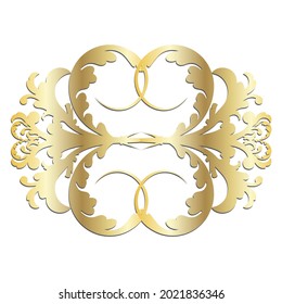 Remolque barroco vintage de pergamino adamascado vector. Giro de escudo heráldico monograma victoriano.Patrón retro de hoja floral borde follaje antiguo acanthus calligrafía grabado tatuaje. Elemento decorativo de mosaico