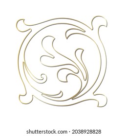 Vector damask vintage baroque scroll ornament swirl. Victorian monogram heraldic shield swirl.Retro floral leaf pattern border foliage antique  acanthus calligraphy engraved tattoo. Tile decor element