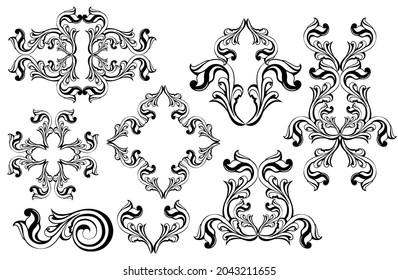 Vektor Damast Vintage Barock Scroll Ornament wirl. Victorian monogram heraldic Schild swirl.Retro Blumenblatt Muster Rand Blätter antiken Akanthus-Kalligrafie graviert Tattoo. Tile Decor Element