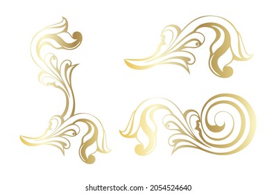 Vector damask vintage baroque scroll ornament swirl. Victorian monogram heraldic shield swirl.Retro floral leaf pattern border foliage antique  acanthus calligraphy engraved tattoo. Tile decor element