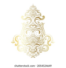 Vector damask vintage baroque scroll ornament swirl. Victorian monogram heraldic shield swirl.Retro floral leaf pattern border foliage antique  acanthus calligraphy engraved tattoo. Tile decor element