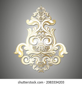 Remolque barroco vintage de pergamino adamascado vector. Giro de escudo heráldico monograma victoriano.Patrón retro de hoja floral borde follaje antiguo acanthus calligrafía grabado tatuaje. Elemento decorativo de mosaico