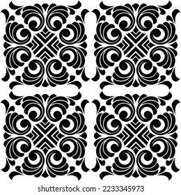 Vector damask vintage baroque scroll ornament swirl. Victorian monogram heraldic shield swirl. Retro floral leaf pattern border foliage antique  acanthus calligraphy engraved tattoo. seamless pattern