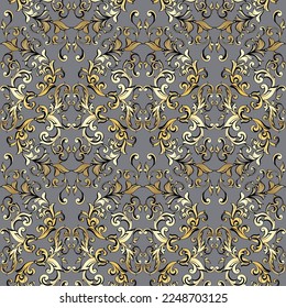 Remolque barroco vintage de pergamino adamascado vector. Giro de escudo heráldico monograma victoriano. Patrón retro de hoja floral borde follaje antiguo acantácea caligrafía grabado tatuaje. patrón transparente