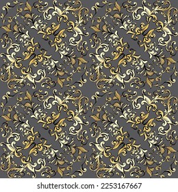 Vector damask vintage baroque scroll ornament swirl. Victorian monogram heraldic shield swirl. Retro floral leaf pattern border foliage antique acanthus calligraphy engraved tattoo. seamless pattern