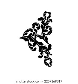 Vector damask vintage baroque scroll ornament swirl. Victorian monogram heraldic shield swirl. Retro floral leaf pattern border foliage antique acanthus calligraphy engraved tattoo. seamless pattern