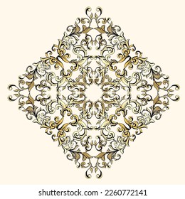 Vector damask vintage baroque scroll ornament swirl. Victorian monogram heraldic shield swirl. Retro floral leaf pattern border foliage antique acanthus calligraphy engraved tattoo.